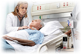 Nurse monitoring patient's breathing